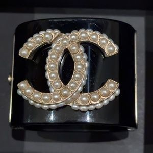 Chanel Black Pearl Cuff Bracelet